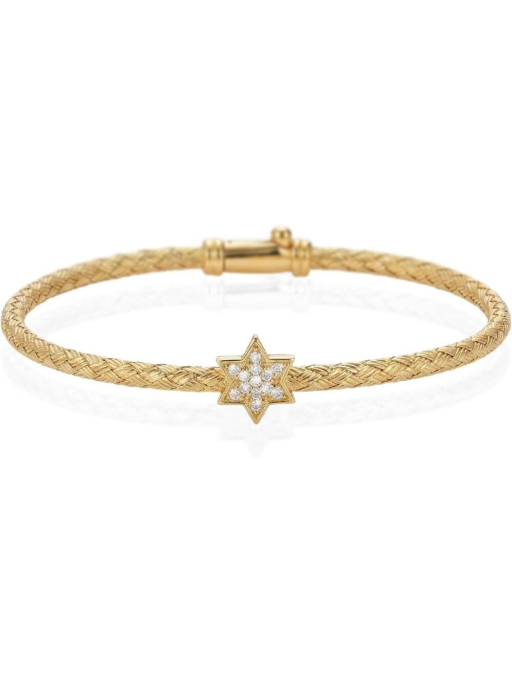 Sterling Silver Star of David Bangle Bracelet with CZ - Perfect Jewish Gift for